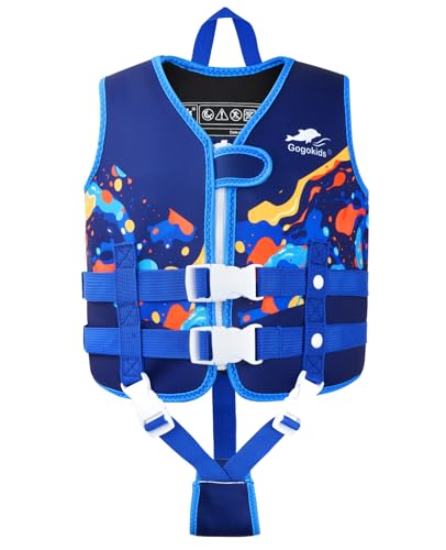 Gogokids Toddler Swim Vest, Kids Float Jacket with Dual Adjustable Strap, Child Swimming Pool Vest for 2-8 Years Swimming Learning