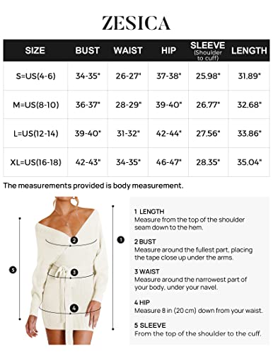 ZESICA Women's 2024 Fall Long Batwing Sleeve Wrap V Neck Knitted Backless Bodycon Pullover Sweater Dress with Belt,Green,Large