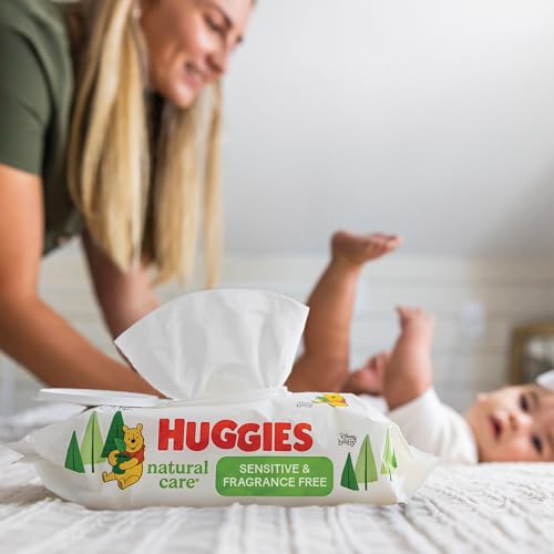 Huggies Natural Care Sensitive Baby Wipes, Unscented, Hypoallergenic, 99% Purified Water, 8 Flip-Top Packs (448 Wipes Total)