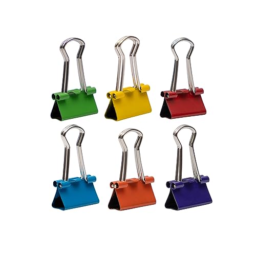 JAM PAPER Colorful Binder Clips - Large - 1 1/2 Inch (41 mm) - White Binderclips - 12/Pack