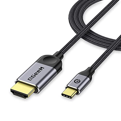 QGeeM USB C to HDMI Cable Adapter 4ft 4K, USB Type C to HDMI Thunderbolt 3/4 Compatible for iPhone 15 Pro Max,Galaxy,Mac Book Pro/air IPad pro,Surface Book,Dell XPS,HP,Thinkpad,Pixelbook, More(4ft)