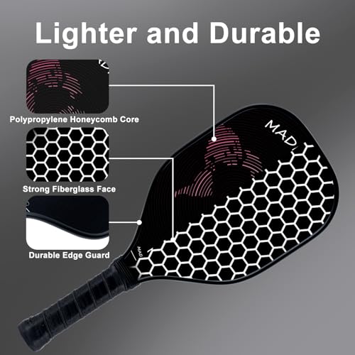 Pickle ball Paddles-Frosted Fiberglass Pickleball Paddle set of 4 Pickleball Rackets,4 Pickleballs,4 Handle Silicone Covers,2 Towels + 1 Pickleball Bag,Lightweight Pickleball Racket Set for All Levels