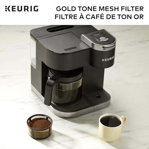 Keurig Reusable Mesh Ground Coffee Filter, Compatible with K-Duo Essentials and K-Duo Brewers only, Eco-Friendly Way to Brew a Carafe, Gold Tone Mesh