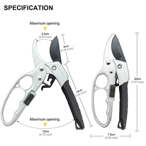 MEPEREZ Labor Saving Peuning shears, Work 3 Times Easier, Arthritis Weak Hand Snips (Red, Modern, 1, ST-4)