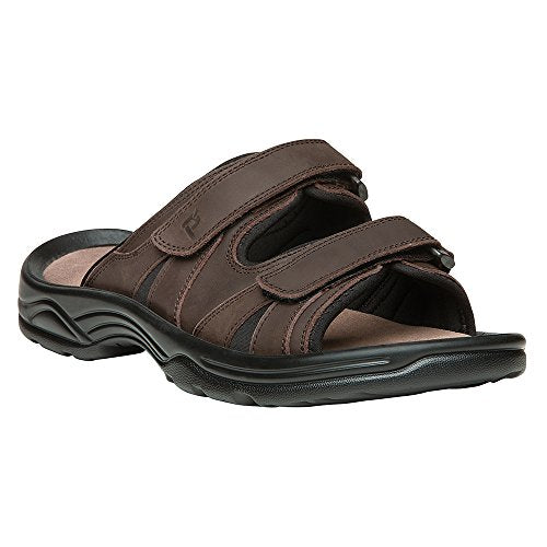 Propét Men's Vero Slide Sandal, Brown, 8.5 Medium