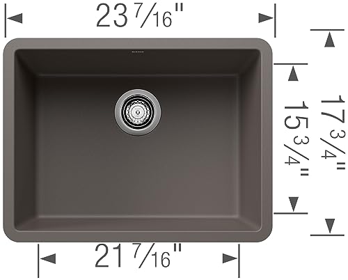 BLANCO 522258 Precis 24" Single Bowl-Anthracite Sink, 23.44" L X 17.75" W for 27" Cabinet