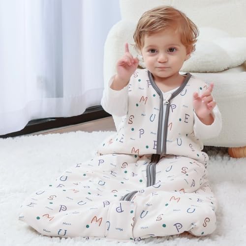 Mosebears Sleep Sack Baby Winter Wearable Blanket with 2-Way Zipper,2.5 TOG Cotton Sleep Sack Unisex (Rabbit Cat, 12-18 Months)