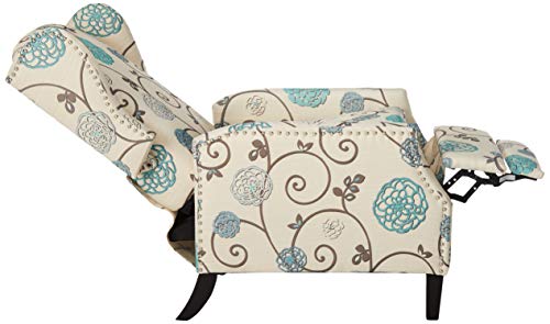 Christopher Knight Home GDFStudio Westeros Traditional Wingback Fabric Recliner Chair (White & Blue Floral)