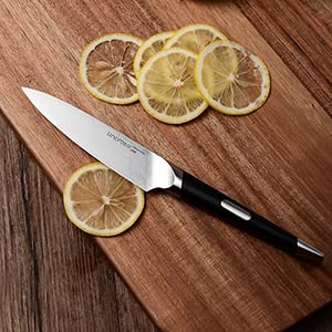 linoroso Paring Knife Fruit Knife Ultra Sharp Small Kitchen Knife- 4.5 inch Precision Forged German High-Carbon Stainless Steel Peeling Knife with Exquisite in-Drawer Knife Block - MAKO Series