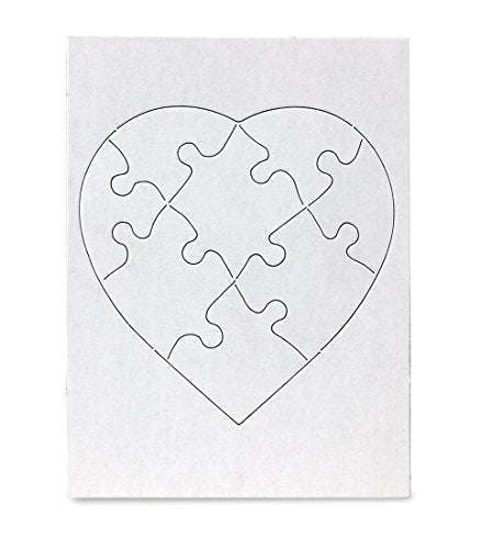 Hygloss Blank Puzzles with Heart Shape - 6" x 8" - Ideal for Valentines - Write, Draw, and Decorate Your Own Jigsaw Puzzle - 6 Puzzles (8 Puzzle Pieces per Puzzle)