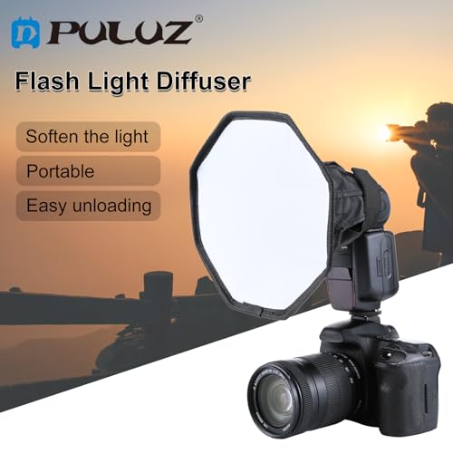 PULUZ Flash Diffuser Light Softbox for Speedlight, 8"/20cm Octangle Style Collapsible Mini Soft Flash Light Diffuser Small Softbox with Storage Pouch Compatible with Canon Nikon Sony Godox etc