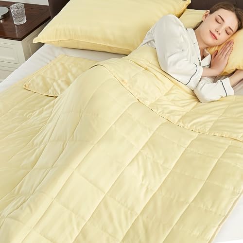 anfie Weighted Blanket (36"x48" 5lbs) Weighted Blanket Cooling Blanket for Sleeping,Throw Size Breathable Blanket with Premium Glass Bead(Beige)
