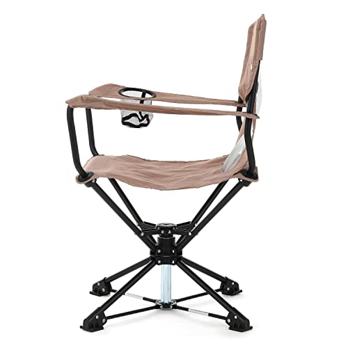 ARROWHEAD OUTDOOR 360° Degree Swivel Hunting Chair w/Armrests, Perfect for Blinds, No Sink Feet, Supports up to 450lbs, Carrying Case, Steel Frame, Fishing, High-Grade 600D Canvas, USA-Based Support,