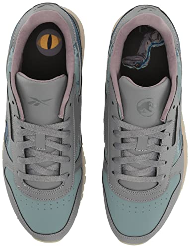 Reebok Kids Classic Leather Sneaker, Jurassic World/Grey/Teal Fog/Brave Blue, 4 US Unisex Toddler