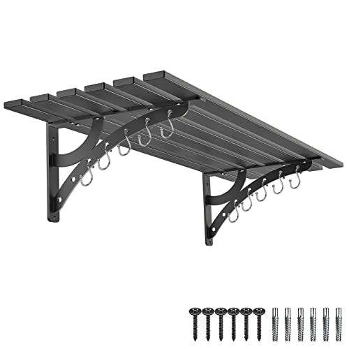 Dolibest Heavy Duty Wall Mount Garage Shelves, Sturdy Garage Wall Shelving, Wall Mounted Garage Storage Rack, Metal Floating Wall Shelf, Power Tool Storage, Capacity 550 LB, 1PCS-Black (16''x 38')