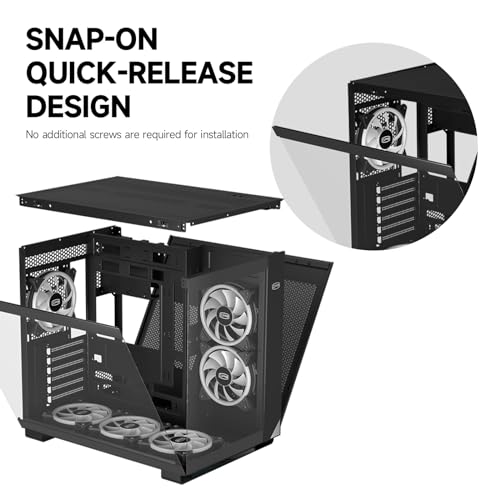 PCCOOLER C3T500 ARGB PC Case Mid Tower Desktop Computer Gaming Superior Case for ATX/M-ATX/ITX with 6 ARGB Case Fans,Column-Free Design,360MM Radiator&400MM GPU Support,Easy Installation (Black)