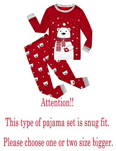 Family Feeling Big Girls Boys Long Sleeve Christmas Pajamas Sets 100% Cotton Pyjamas Kids Bear Pjs Size 14 Red