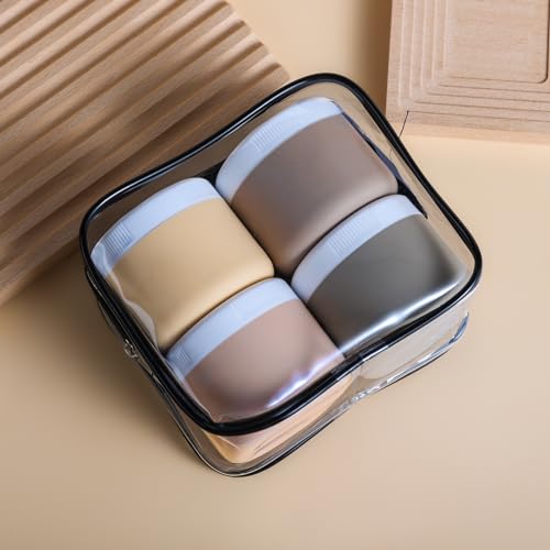 Kuangre Travel Containers for Toiletries, Silicone Cream Jars BPA Free, TSA Approved 3oz Travel Size Containers, Leak-proof Travel Essentials with Lid for Cosmetic Face Hand Body Cream (4 Pack)