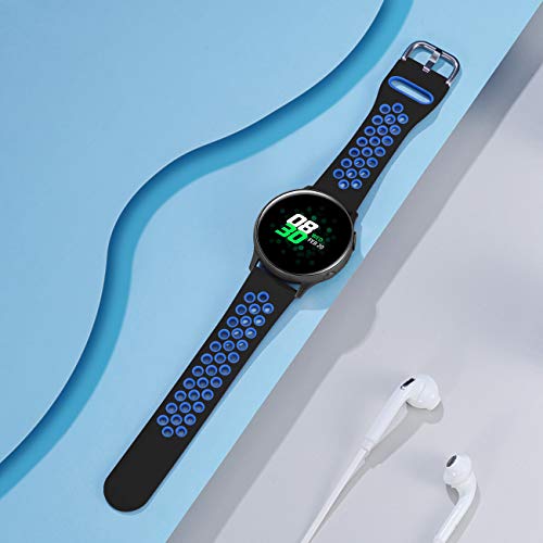 GEAK Compatible with Samsung Watch 5 Band/Galaxy Watch 5 Pro Bands/Galaxy Watch 4 Band 40mm 44mm/Samsung Active 2 Watch Bands 40mm/44mm,20mm Breathable Silicone Watch Strap for Men Large White/Black
