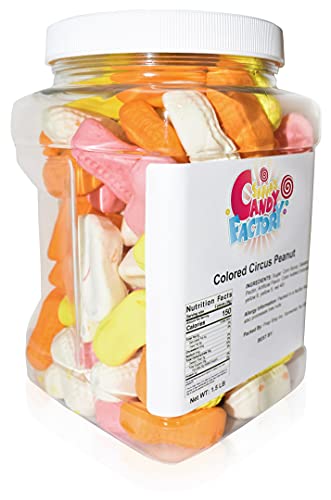 Sarah's Candy Factory Assorted Circus Peanuts Marshmallow | Spangler Retro Candy in Jar, 1.5 Lbs