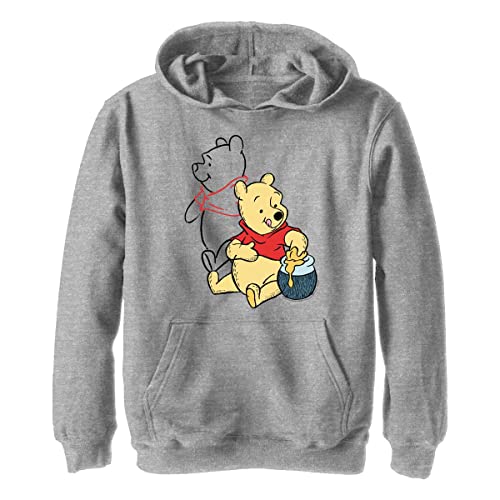 Disney Boy's Pooh Line Art Hoodie, Athletic Heather, Small