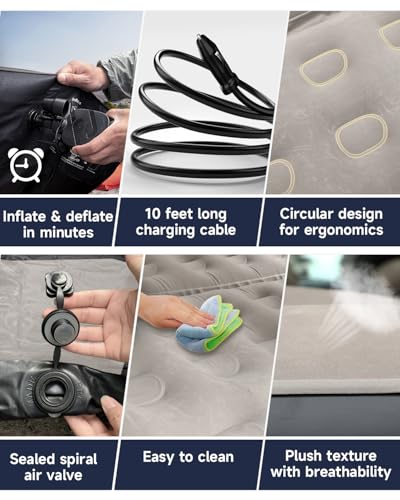 Umbrauto SUV Air Mattress Bed: Upgraded Thickened Inflatable Car Sleeping Airbed for SUV Back Trunk Camping, Car Travel Pad with Electric Pump, Pillows, Repair Patch Kit
