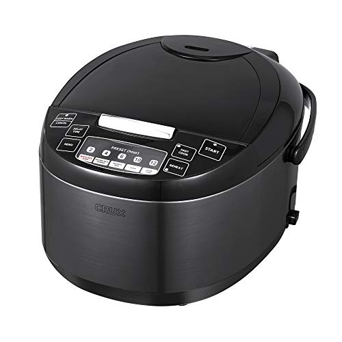 Crux 12 Cup Non-Induction Rice Cooker, Multi-Cooker, Food Steamer, Slow Cooker, Stewpot, Easy One-Pot Healthy Meals, Dishwater Safe, Non-Stick Bowl, Black, one size