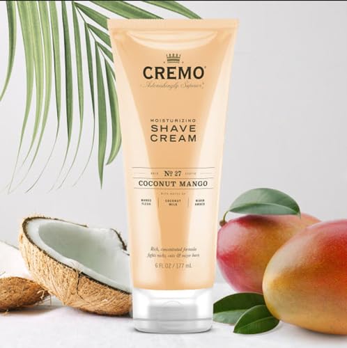 Cremo Coconut Mango Moisturizing Shave Cream, Astonishingly Superior Ultra-Slick Shaving Cream for Women Fights Nicks, Cuts and Razor Burn, 6 Fl Oz (Pack of 2)