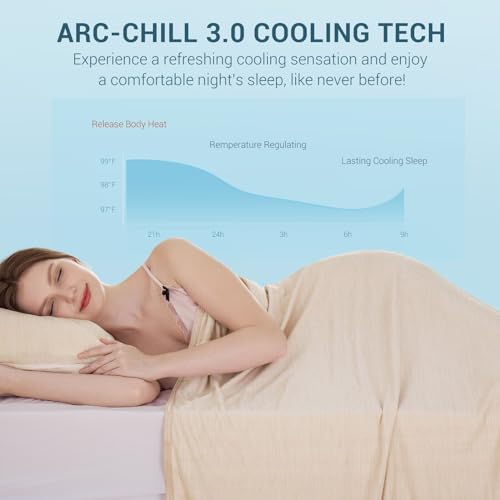 Elegear Revolutionary Cooling Blanket Queen, Absorbs Heat to Keep Body Cool for Night Sweats, Double Sided Arc-Chill3.0 Cool Fiber Q-Max>0.5, Lightweight Summer Cold Blankets Sleeping 79" x 86"