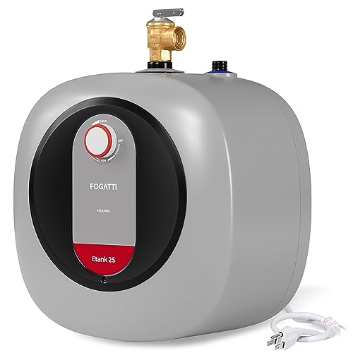 FOGATTI Electric Mini Tank Water Heater, 2.5 Gallon Point of Use Instant Hot Water Heater 120V 1440W, Small Hot Water Heater, Under Sink, Wall or Floor Mounted, Easy to Install