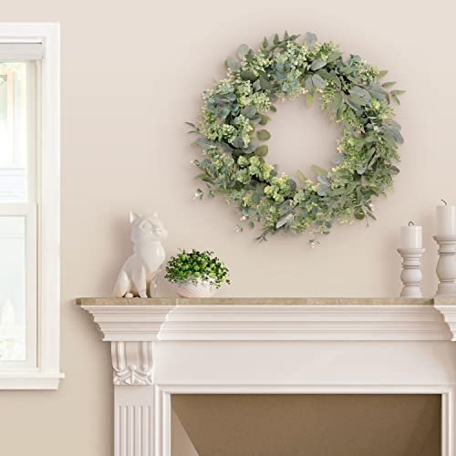 24" Artificial Eucalyptus Spring Wreath with Creeping Jenny Leaves