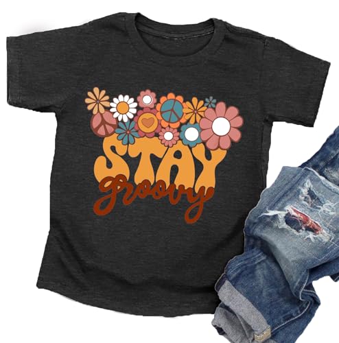 Stay Groovy Shirt for Toddler Boys Girls Retro Shirts Hippie 70s Disco Outfits Floral Graphic Tees Tops DarkPink