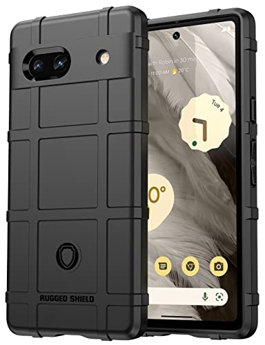 Case with Clip for Google Pixel 7a Phone (2023), Nakedcellphone Special Ops Armor Rugged Shield Protective Cover and [Rotating Ratchet] Belt Clip Holster [Matte Grip Texture] - Black