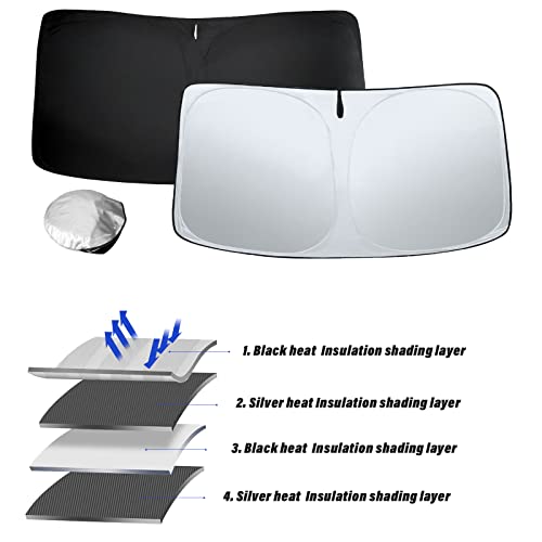 Sze Car Windshield Sunshade Compatible with 2018-2022 2023 2024 VW Atlas Cross Sport Front Window Foldable Sun Shade UV Reflector Visor Shield Cover,Light Weight,Easy to Carry,Keep Vehicle Cool