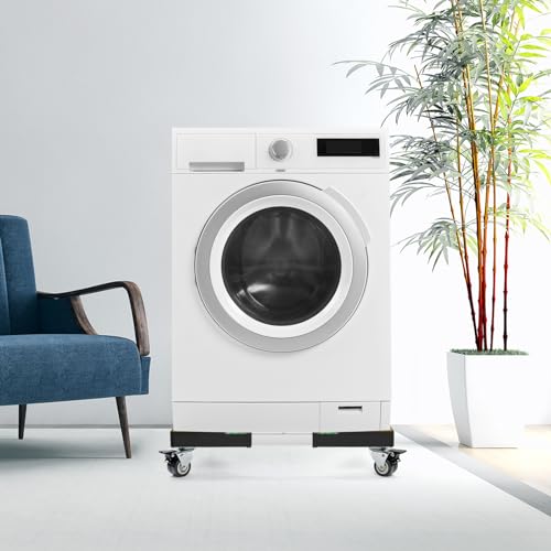 W B D WEIBIDA Mobile Roller with 4 Locking Wheels, Adjustable Furniture Dolly Mini Fridge Stand Appliance Dollys Cart Washer Pedestal for Portable Washing Machine, Dryer, Refrigerator