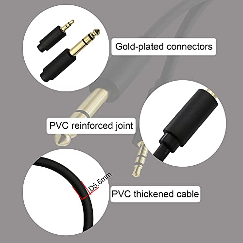 GINTOOYUN 6.35mm TRS to 3.5mm TRS Stereo Audio Cable,6.35 1/4" Male to 3.5 1/8" Male Aux Jack Adapter for Guitar,Laptop,Piano,Smartphones,Amplifiers,Home Theater Devices,etc. (Black-0.5M)