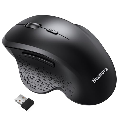 Anycool Wireless Mouse, 2.4GHz Bluetooth Mouse for Laptop, Ergonomic Computer Mouse with USB Receiver, Rechargeable Portable PC Mouse Wireless for Windows Mac PC Notebook (Black)