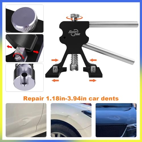 Super PDR Car Dent Puller Body Repair Dent Removal Tools Paintless Dent Removal Kit with Bridge Puller Slide Hammer T-Bar for Car Dent Remover and Motorcycle Surface Repair