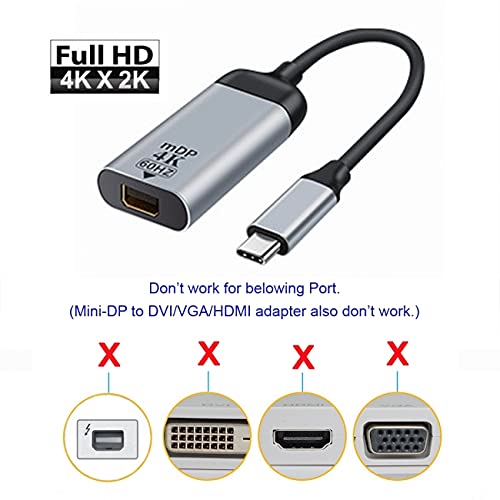 cablecc USB-C Type C to Mini DP Displayport Cable Adapter 4K 2K 60hz for Tablet & Phone & Laptop