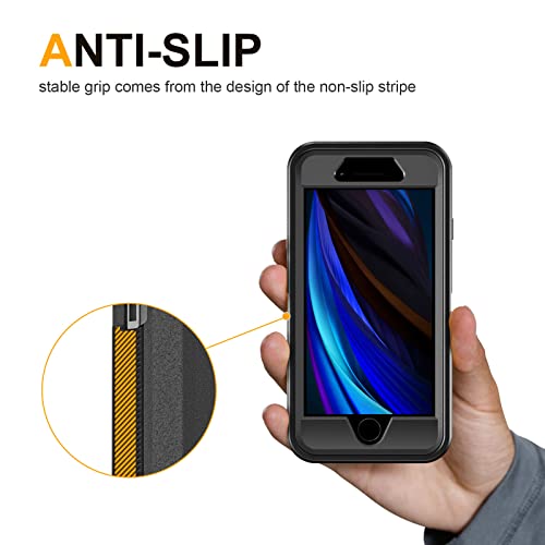 jaroco for iPhone SE Case 2022/2020/3rd/2rd,iPhone 8/7 case [Shockproof] [Dropproof] [Military Grade Drop Tested] with Non-Slip Removable Heavy Duty Full Body Phone Case 4.7 Inch-Black