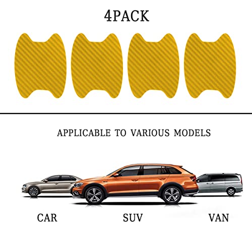 4PCS Car Door Handle Cup Stickers, Carbon Fiber Scratch Auto Door Protective Film, Non-Marking Car Door Bowl Protector, Door Handle Paint Cover Guard Universal for Most Cars, SUV (Wine Red/4PCS)