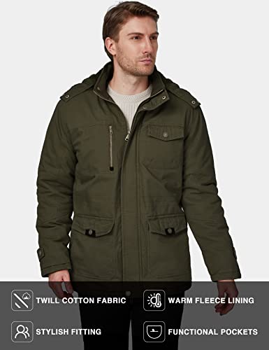 WenVen Men's Winter Warm Thickened Cotton Parka Jacket Army Green S