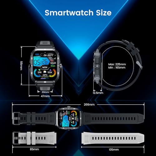 Smartwatch for Men Fitness Smart Watch: 2.0 inch Wrist Watch with Bluetooth Call Answer - Android iOS Compatible Military 3ATM Waterproof 100+ Sports Digital Activity Tracker Heart Rate Sleep Monitor