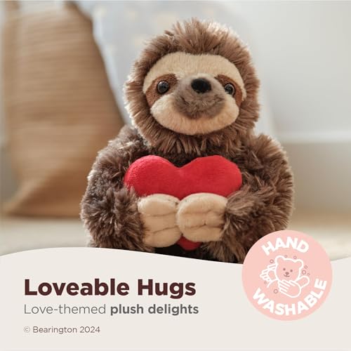 Bearington Lil’ Simon Love 6.5 Inch Sloth Stuffed Animal - Cute Plush Toy for Girls & Kids - Unique Sloth Plush Valentine’s Day Gift
