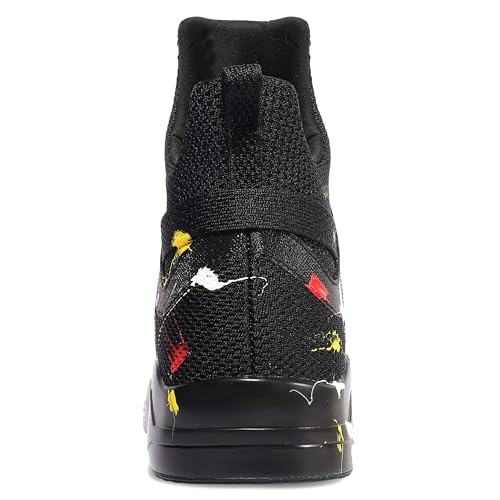 Mens Black High Top Sneakers Fashion Breathable Walking Shoes Stylish Basketball Shoes for Men Size 14