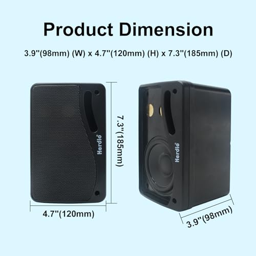 Herdio 3.5 Inch Passive Outdoor Speakers Wired Waterproof, 200W 3 Way Premium Mountable Wall Mount Speakers with Superior Sound, All-Weather Durability, for Patio Marine Boat Garage Indoor(Black Pair)