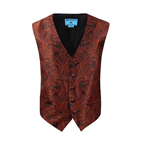 Epoint EGC1B01E-M Black Orange Paisley Mens Jewelry Waistcoat Woven Microfiber Working Day Dad Medium Vest