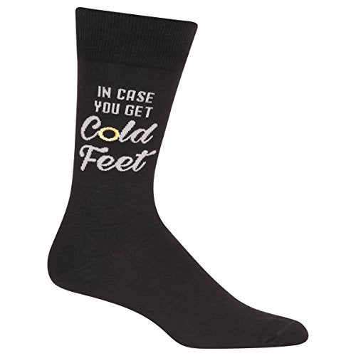 Hot Sox Men's Wedding Bliss Novelty Casual Crew Socks, cold Feet (black), Shoe Size: 10-13