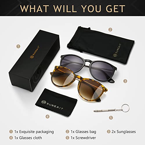 SUNGAIT Vintage Round Sunglasses for Women Men Classic Retro Designer Style SGT567OFKQCPG