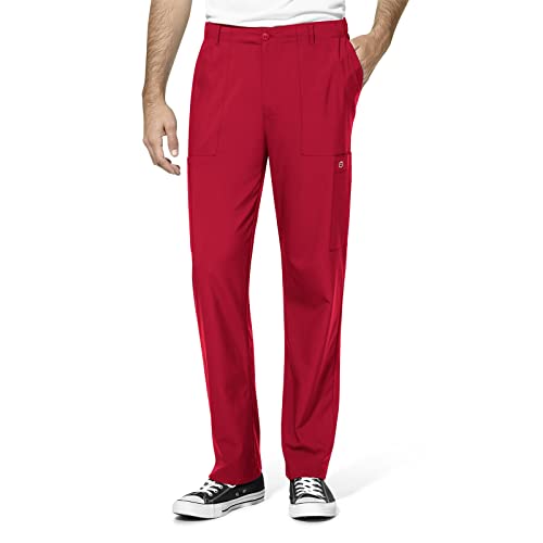 WINK Petite Men's Flat Front Cargo Pant, Red, X-Large/Short